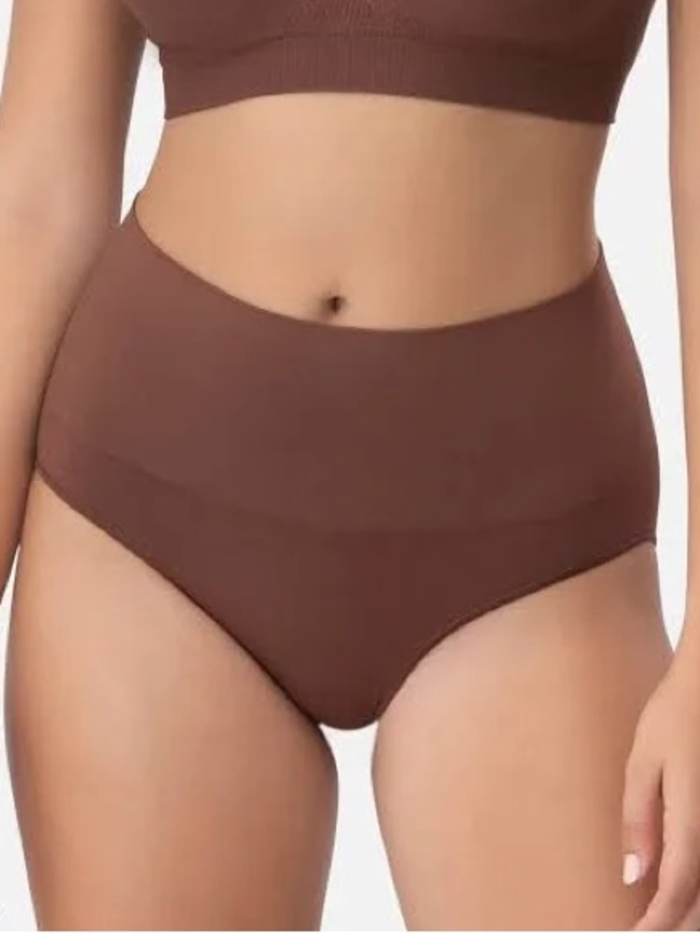 NWT Quince Women's Shaping High-Waisted Brief Seamless in Brown Size M - Picture 4 of 4